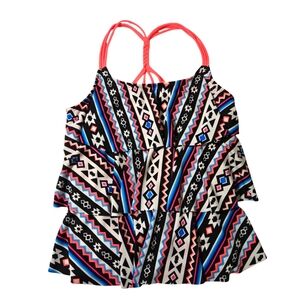 Justice for Girls Tiered Aztec Tankini Swimsuit Top Size 16